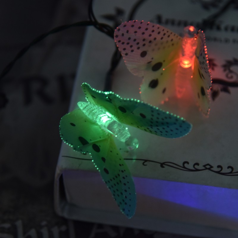 Solar Light String 12 LED IP44 Waterproof Colorful Butterflies Lamp