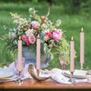 DRomance Pink Flameless Flickering Taper Candles Battery Operated with 10-Key