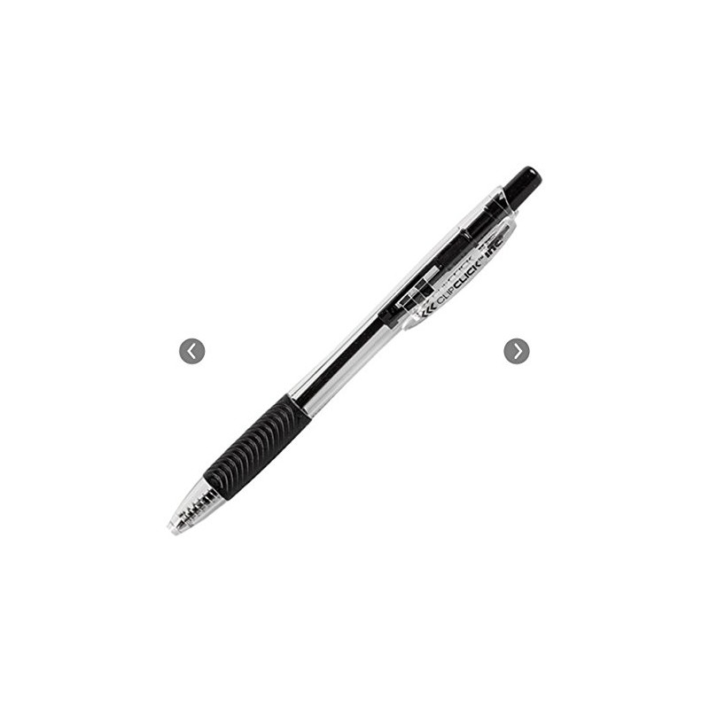 Clip Click Retractable Ball Point Pens, 1.0 mm Black Ink,