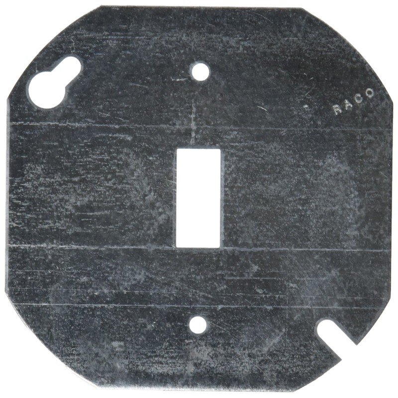 Hubbell 729 Raco Flat Octagon Cover with Toggle Switch, 4"