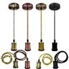 UK E27 Screw Ceiling Pendant Light 3Core Fabric Cable Flex