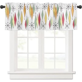 JESTRONRY Modern Mid Century Window Valance Curtain, Abstract Designs and Color Combinations Geometric Window Treatment Valances for Bedroom Kitchen Decor with Rod Pocket W54xL18in