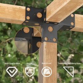 TSMST 4"x4" Pergola Kit Right Angle Woodworks Pergola Brackets Kit, 2 Pack 4-Way Elevated Wood Stand Kit with 2 Pack Pergola Post Base for 4x4 Lumber, DIY Outdoor Pergola Hardware Kit