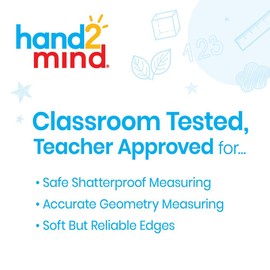hand2mind 12 inch Transparent Safe-T Semiflexible Plastic Rulers, Safety Ruler for Measurement, Safety Kids School Supplies, Straight Shatter-Resistant Rulers (Pack of 24)