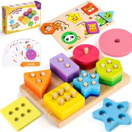 Subtail Montessori Toys for 1 Year Old - Wooden Toys for 1 2 Year Old Boy And Girl - Stacking Rings Toys - Early Development & Activity Toddler Toys - 1st Birthday Gifts for Boy Girls