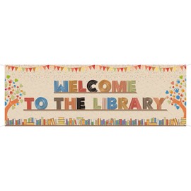 WeBenison Large Welcome to Library Banner I Love Books Backdrop Banner Classroom School Decor Sign Welcome to Learn Indoor Outdoor Decorations 72 x 24 inch