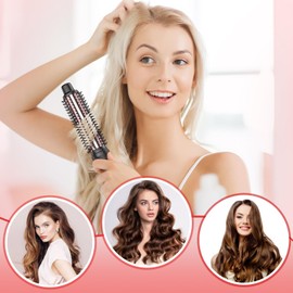 Thermal Brush, Heated Round Brush & Curling Iron with Ceramic Ionic Technology, Hair Tools for Volumizing & Styling, Travel-Friendly Hot Comb with Adjustable Temperature（Rose Gold 1.25 inch）