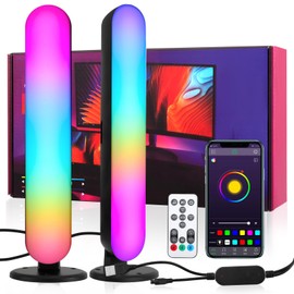 Smart LED Light Bar 2 Pack, RGB Smart Desk Lamp TV Backlight with Multiple Lighting Effects and Music Modes, Sync with Music, APP Remote Control Ambient Lighting Flow Light Bar for Gaming/TV/PC/Room