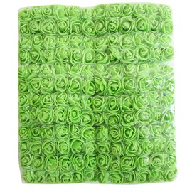 Artfen Mini Fake Rose Flower Heads 144pcs Mini Artificial Roses DIY Wedding Flowers Accessories Make Bridal Hair Clips Headbands Dress (Bottom add Gauze) Green