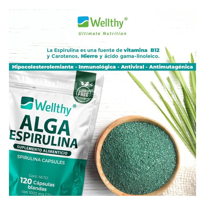 Wellthy Alga Espirulina 120caps Sabor Neutro