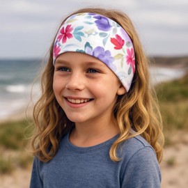 Wollhuhn Eco Children/Boys/Girls Cool Elastic Headband/Hair Band Comfortable Double Layer Jersey Many Designs (Flowers Pink/Colourful)