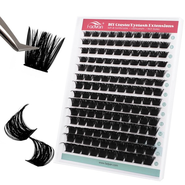 FADVAN Fluffy Lash Clusters Thick 200D Volume Eyelash Clusters 8-16mm