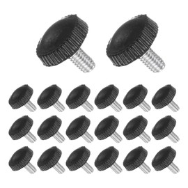 CoCud Thumb Screw Knurled Knobs, M4 x 6mm Male Thread, Black Round Head Clamping Screw Threaded Stud Hand Knobs Grip, (Applications: for Machinery Lathes), 20-Pieces