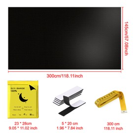 IULONEE Portable Blackout Blind 300x145cm Blinds Sunshade No Drill Blinds Blackout Window Curtains Black Out Blinds Stick On Curtains Temporary Blinds Window For Bedroom Nursery Loft Travel