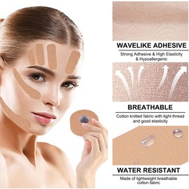 Face Lifting Tape, Myofascial Face Tightening Tape, Anti-Wrinkle Patches, Wrinkle Make-Ups, Face Eye Neck Lift Tape, Multifunctional Face Tape, for Firming and Tightening the Skin, 2.5 cm x 5 m, Beige