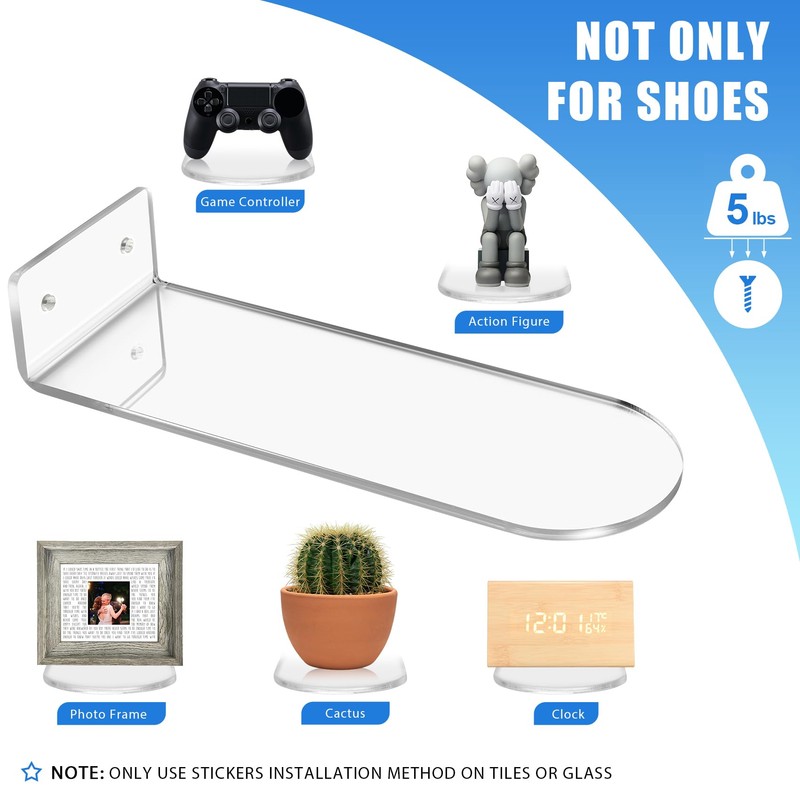Littlecatch Floating Shoe Display Shelves for Wall Mount Set of