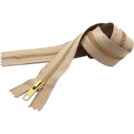 #5 Beige Closed Bottom Brass Upholstery YKK Zipper - Color: Beige #573 - Choose Your Length - Made in The United States (1 Zipper Per Pack) (36" Inches)