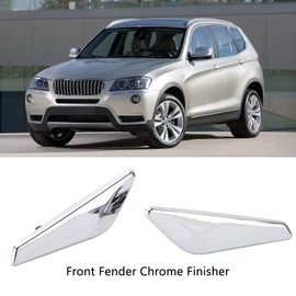 Front Fender Chrome Finisher Replacement, 51117338569, 51117338570, ABS Front Fender Chrome Finisher Trim, Compatible with X3 X4 F25 F26 2013-2017