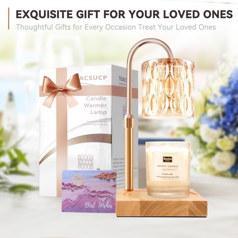 Candle Warmer Lamp with 3 Bulbs, Adjustable Height Dimmable Candle