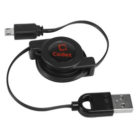 Cellet Retractable Micro USB to USB A Cable Data Sync and Charge Cord, Compatible with All Smartphone with Micro USB Port