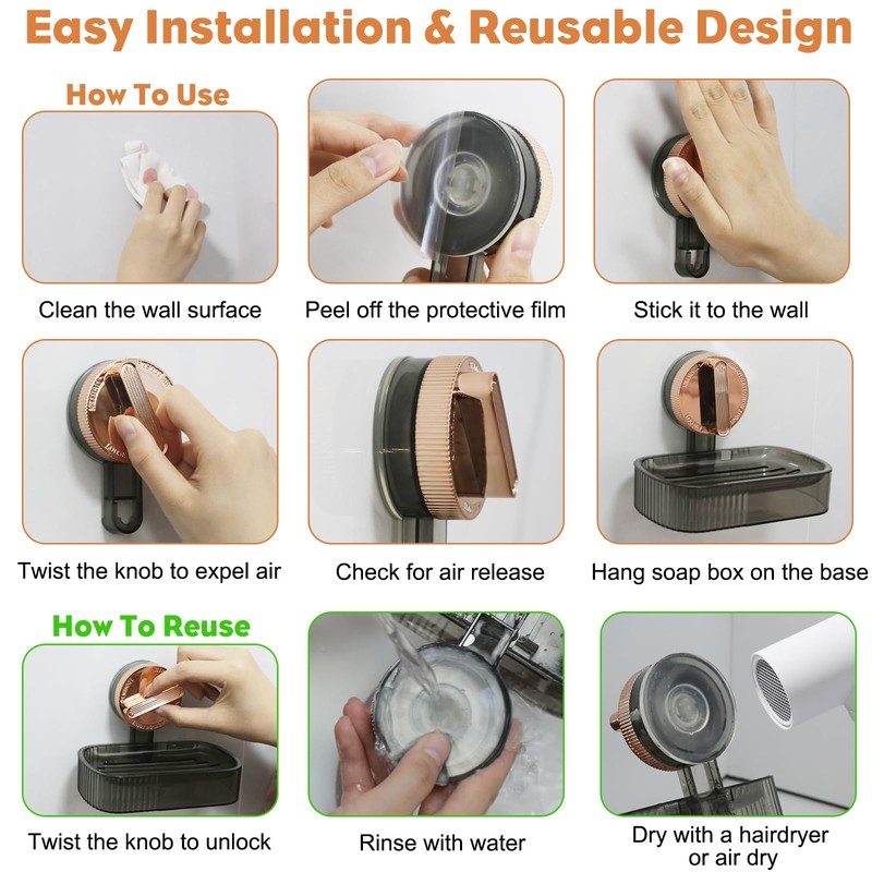 SUPERFA Suction Soap Dish for Shower, Vacuum Suction Soap Holder