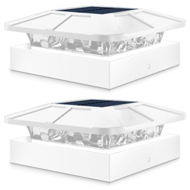Peasur 4x4IN Solar Post Cap Lights Outdoor with 3 Modes, 2 Packs Fence Light Solar Powered Waterproof for Wood/Vinyl Posts for Deck Yard Garden Patio Outside White