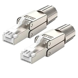 WOOJA RJ45 Connector CAT7 Network Connector – Pack of 10 Field Assemblies Shielded for Tool-Free Installation KAT7 Kaegorie 7 Toolless Plug LAN Connector Category 7