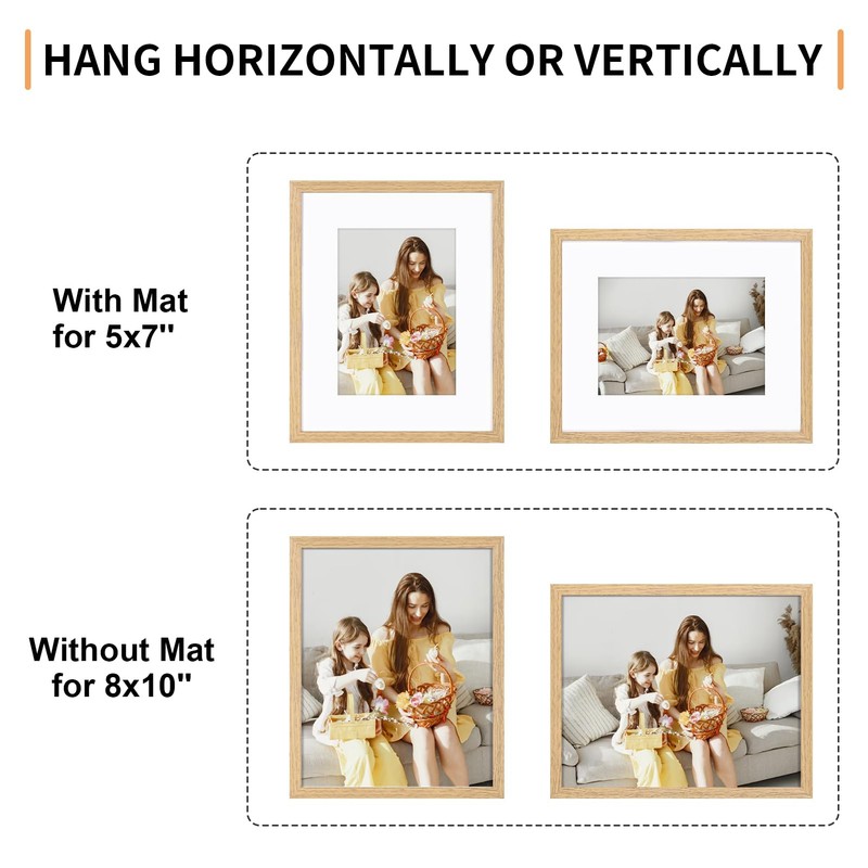 8x10 Picture Frame Set of 4, Displays 5x7 with Mat