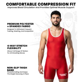 Exxact Sports Camiseta de una sola pieza de lucha libre, camiseta de powerlifting, camiseta de lucha libre para jóvenes, para hombres, para entrenamiento (Unisex adultos/adolescentes), rojo, CH