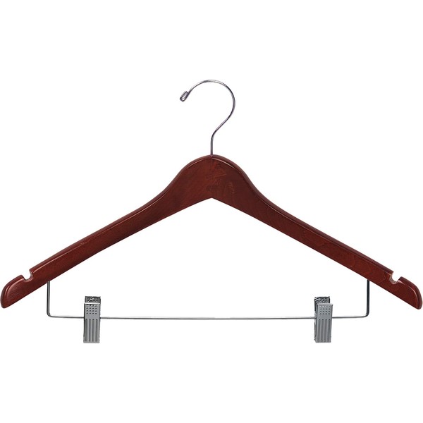 The Great American Hanger Company Wood Curved Combo Hanger w/Adjustable