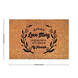 DecStic Every Love Story is Beautiful But Ours is My Favorite Coir Mat Door Mat Funny Bible Verse Durable Coir Non Slip Mat for Garage Patio High Traffic Areas 24x36in