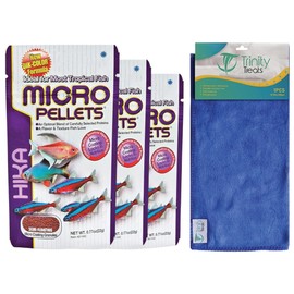 Trinity Treats Micro Pallets Fish Food 0.77 oz (Pack of 3) Including Trinity Treats Microfiber Cleaning Cloth(Micro Pallets Fish Food)