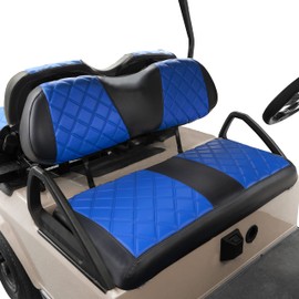 NOKINS Golf Cart Club Car DS 2000.5-Up Diamond Seat Covers Kit, Fits Club Car DS OEM Standard Front Seat Cushion, Golf Cart Vinyl Seat Cover, No Nails Required (Blue and Black)
