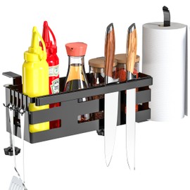 Griddle Caddy for Blackstone, 28"/36" Griddle Accessories w/Paper Towel Holder & Knife Rack, Grill Accessories Space Saving Grill Tool Holder for Blackstone BBQ Accessories Organizer