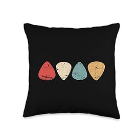 Guitar Bass Banjo Vintage Plectrum Picks Musicians Teacher Throw Pillow