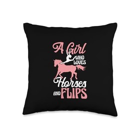 A Girl Who Loves Horses And Flips Horseback Riding Throw Pillow