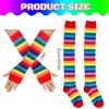 NT-ling Womens Rainbow Knee High Socks Gloves Striped Arm Warmer