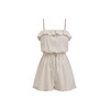 CIDER Womens Casual Rompers Sleeveless Ruffle Drawstring Striped Overall Shorts