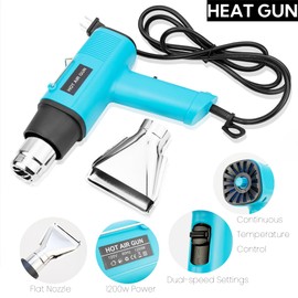 Vinyl Wrap & Window Tint Tool Kit – 12Piece with 1200W Heat Gun, Felt Edge Squeegee, Glass Squeegee, Edge Trimmer, and Precision Knife Cutter for Car Wraps, Window Film, PPF, Decals, and Graphics