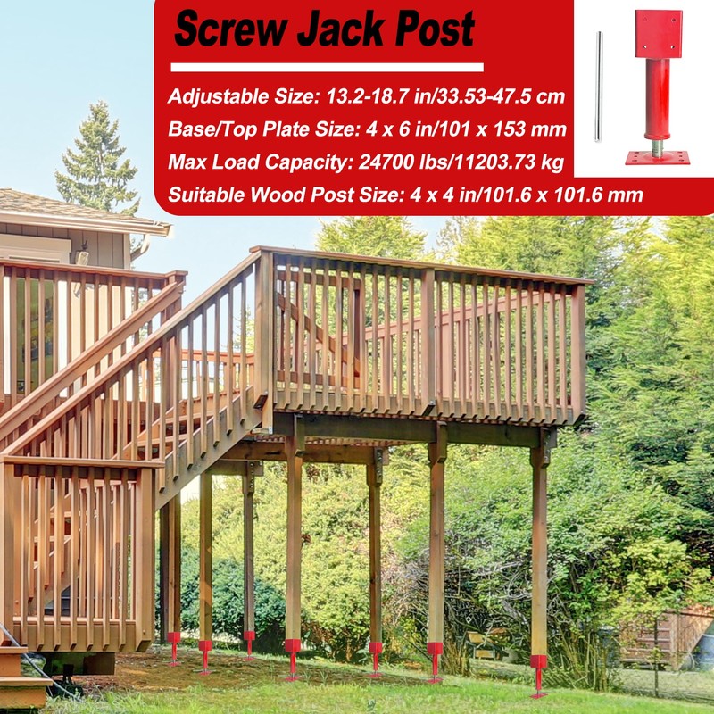 Adjustable Screw Jacks, 4" x 4" Screw Jack Post House