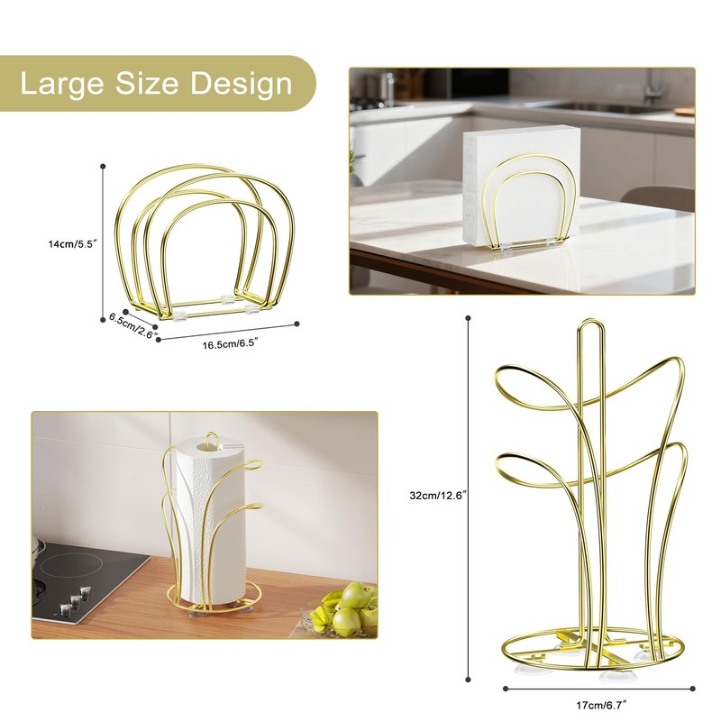 SZQINJI Paper Towel Roll Holder Countertop & Napkin Holder Set,