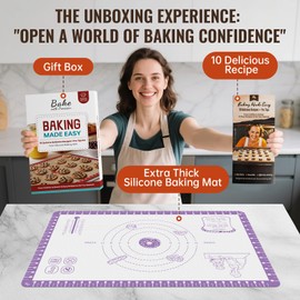 Tapete de silicona para repostería con 10 recetas útiles, alfombrilla de silicona para hornear, enrollar masa para pan, galletas, macaron, pizza, masa de masa, alfombrilla de silicona antiadherente