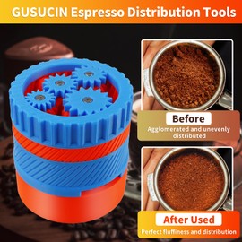 GUSUCIN Spirographic Espresso WDT Tool, Espresso Distribution Tools Compatible with Breville 58MM Portafilter Baskets, Geared Spinning Espresso Needle Stirrer, Espresso Machine Accessories Tool