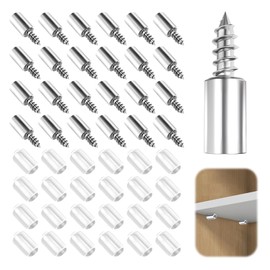 Pack of 60 Shelf Brackets, 7.5 mm Floor Support Shelf Holder, Self-Tapping Screw, Shelf Support Holder Set, with Non-Slip Cover, for Furniture Cabinets, Wardrobes, Bookshelves