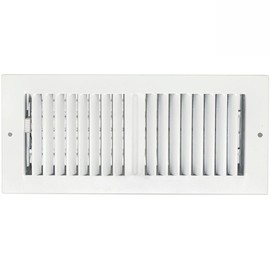 Sierra Grates 4" x 10" White Sidewall & Ceiling Register 2 Way – Steel Air Vent Cover, HVAC Supply Grille for Wall or Ceiling, Fits 4x10 Duct Opening, Heavy Duty Register Louvered