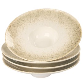 jinsongdafa Soup Bowls, Soup Plates, 5.1 oz,Porcelain Pasta Bowl Set of 4, Wide edge Shallow Bowl Plates, Rimmed Bowls with Rim, Best choice for high-end restaurants and foodies,Gradient beige 9.8Inch