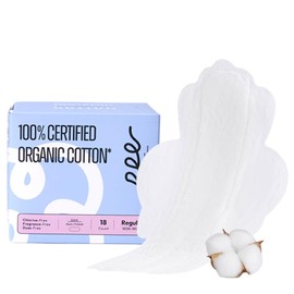 100% Organic Pads for Women, Organic Cotton Cover Pad - Regular Absorbency, Unscented, Ultra Thin Pads with Wings for Women (Regular, Size 3, 18 Count)