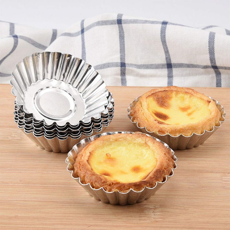 Non-Stick Egg Tart Molds - Reusable Baking Tinplate Round Muffin
