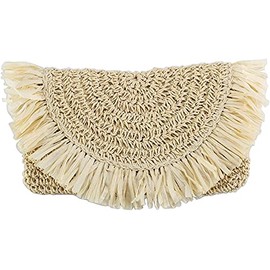 Fioeyr Women's Straw Evening Clutch Purse Summer Beach Handbag Straw Evening Handbag Women Envelope Bag