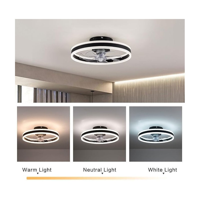 BIXIBIN 52" Modern Ceiling Fan with Light, Remote Control, 3-Speed